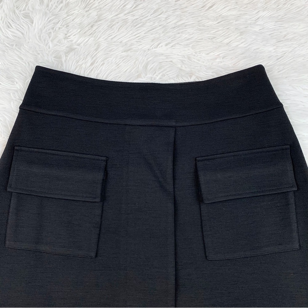 Diane Von Furstenberg black high rise‎ a-line wool skirt with square pockets - Picture 8 of 11